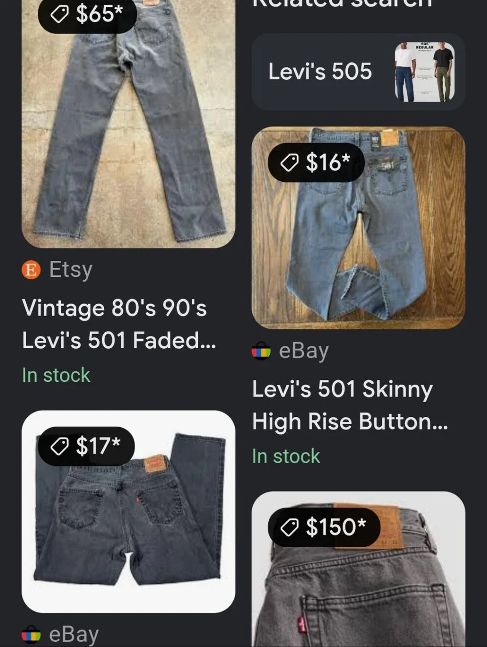 Vintage Levi's Men's Washed Gray Regular fit Jeans distressed